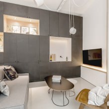 Wall decoration in the living room: choice of colors, finishes, accent wall in the interior-7