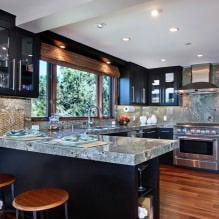 Black set in the interior in the kitchen: design, choice of wallpaper, 90 photo-2