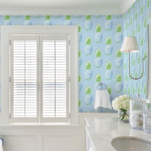 Design with blue wallpaper: pros and cons, combination, selection of curtains, 80+ photo-16