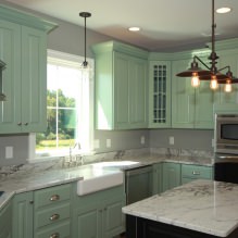 Green kitchen set: features of choice, combination, 60 photos-7
