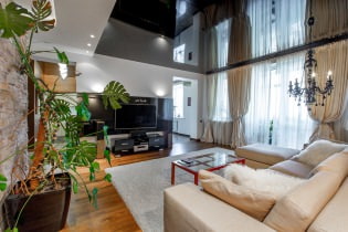 Glossy stretch ceilings: photo, design, views, color selection, room overview