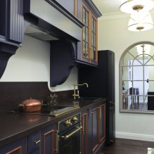 Kitchen interior with a dark countertop: features, materials, combinations, 75 photos-13