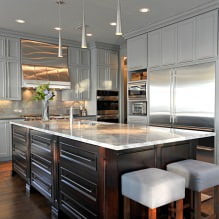 Gray kitchen set: design, choice of shape, material, style (65 photos) -26