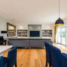 Design of a room with golden curtains: choice of fabric, combinations, types of curtains, 70 photos -6