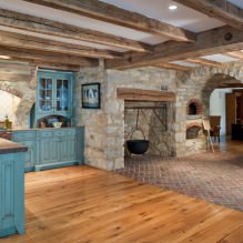 Stone on the wall in the kitchen: types, finishes, combinations, color, styles, 70 photos-7