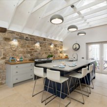 Stone on the wall in the kitchen: types, finishes, combinations, color, styles, 70 photos-9