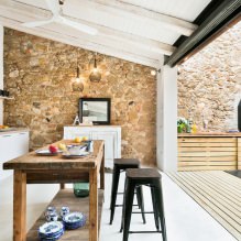 Stone on the wall in the kitchen: types, finishes, combinations, color, styles, 70 photos-3