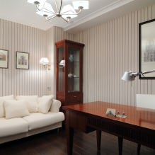 Interior with striped wallpaper: features, types, colors, combination, 85 photos-7