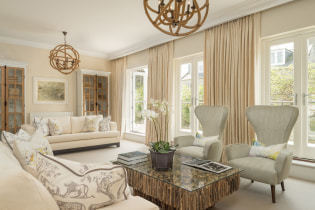 How do beige curtains look in the interior?