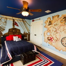 Blue ceiling in the interior: design features, types, combinations, design, photo-11