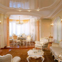 Beige ceiling: types, design, photo, combination with wallpaper, floor-3