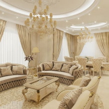 Beige ceiling: types, design, photo, combination with wallpaper, floor-7