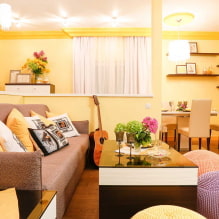 Yellow wallpaper in the interior: types, design, combinations, choice of curtains and style-14