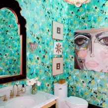 Turquoise wallpaper in the interior: types, design, combination with other colors, curtains, furniture-5