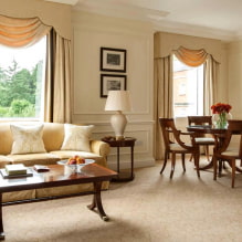 Design ideas for lambrequins for the hall: types, patterns, shape, material and combinations with curtains-6