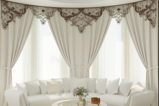 Design ideas for lambrequins for the hall: types, patterns, shape, material and combinations with curtains