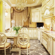 Kitchen with lambrequins on the windows: types, forms of drapery, materials, design, color-1