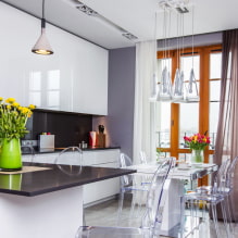 Curtains for the kitchen with a balcony door - modern design options-8