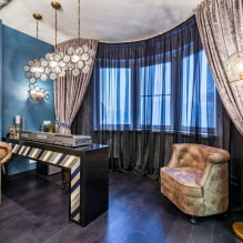 Organza curtains: types, color, design, drawings, combination, attachment to the cornice, decor-7