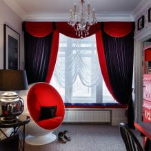 Two-tone curtains on the window: types, fabrics, color combinations, design, decor-8