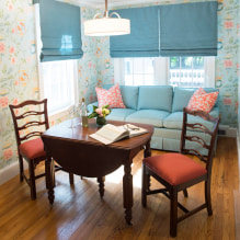 Blue curtains on the windows: types, design, combination, fabrics, decor, combination with wallpaper-4