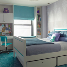 Blue curtains on the windows: types, design, combination, fabrics, decor, combination with wallpaper-8