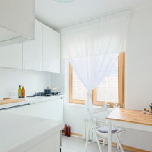 Tulle in the kitchen: types, choice of fabric, colors, design, patterns, combination with curtains-3