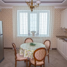 Tulle in the kitchen: types, choice of fabric, colors, design, patterns, combination with curtains-6