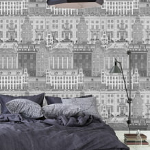 Wallpaper for walls with cities: types, design ideas, photo wallpaper, 3d, color, combination-4