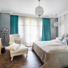 Combined curtains: types, design, ideas of combinations of fabrics, decoration-8