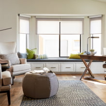 Curtains for the bay window: types, design, colors, decor, bay window forms-0