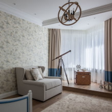 Curtains for the bay window: types, design, colors, decor, bay window forms-1