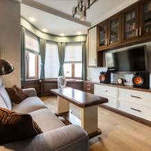 Curtains for the bay window: types, design, colors, decor, forms of bay window-2