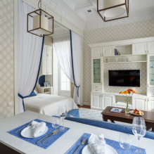 Zoning a room with curtains: pros and cons, types, modern ideas of dividing into two zones-8