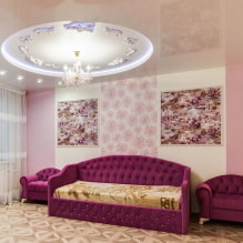 Soaring stretch ceiling: types of construction, shape, material, design, color, photo in the interior-2