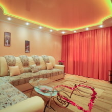 Soaring stretch ceiling: types of construction, shape, material, design, color, photo in the interior-5