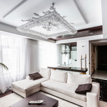 Photo of plasterboard ceilings for the hall: one-level, two-level, design, lighting-0