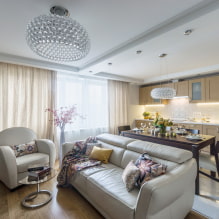 Photo of plasterboard ceilings for the hall: one-level, two-level, design, lighting-7