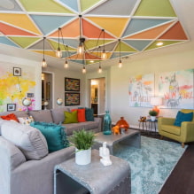 Photo of plasterboard ceilings for the hall: one-level, two-level, design, lighting-10