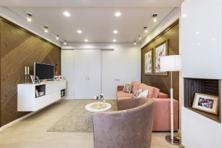 Photo of plasterboard ceilings for the hall: one-level, two-level, design, lighting