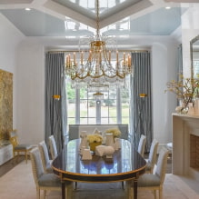 Two-level stretch ceilings: photos in the interior, types, colors, shapes, design, lighting-4