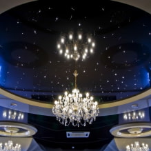 Two-level stretch ceilings: photos in the interior, types, colors, shapes, design, lighting-5