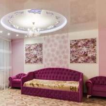 Two-level stretch ceilings: photos in the interior, types, colors, shapes, design, lighting-8