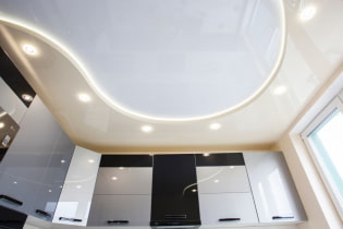 Two-level stretch ceilings: photos in the interior, types, colors, shapes, design, lighting