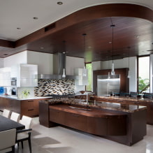 Two-level ceiling in the kitchen: types, design, color, shape options, lighting-4