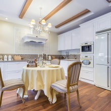 Two-level ceiling in the kitchen: types, design, color, shape options, lighting-5