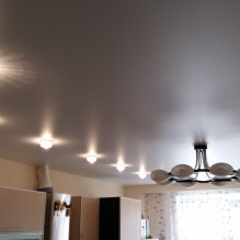 Satin stretch ceilings: pros and cons, types, colors, design, lighting, photos in the interior-5