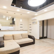 Black and white stretch ceiling: types of structures, textures, shapes, design options-3