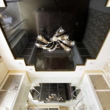 Black and white stretch ceiling: types of structures, textures, shapes, design options-8