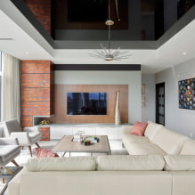 Black stretch ceiling: types, ideas for glossy and matte surfaces, combinations-1